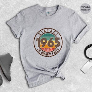 Vintage 1965 All Original Parts Shirt, 60th Birthday Shirt, 1965 Birthday Shirt, Retro 60th Birthday TShirt, 60 Years Birthday Shirt