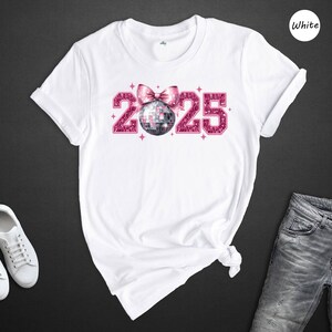 Chemise nouvel an 2025, t-shirt boule disco, chemise noeud disco, chemise Happy New Year 2025, t-shirt Happy New Year, drôle de Noël assorti