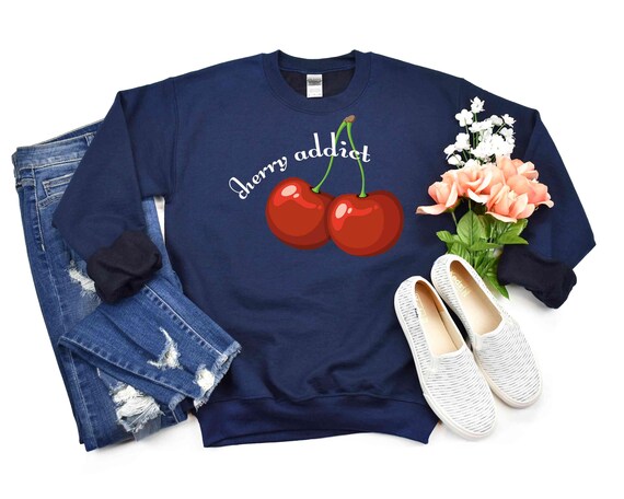 Cherry Addict Sweatshirt Vintage Style: Retro Cherry Graphic, Soft