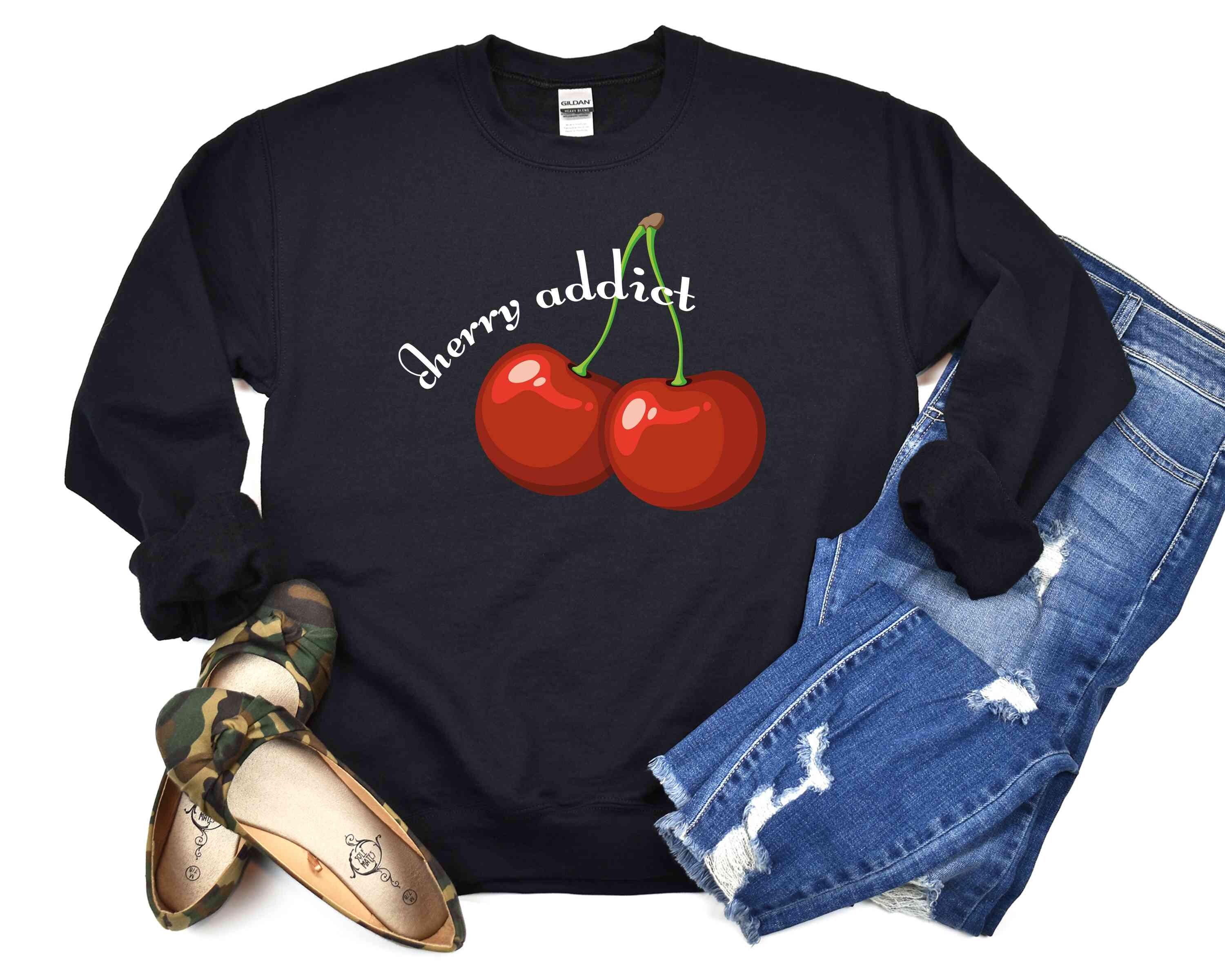 トップス Classic Cherry Sweatshirt jjayotai Women's Cherry Graphic Sweatshirts, Streetwear Pullover