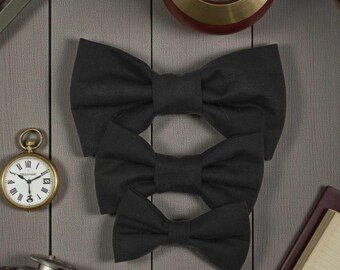 Black Bow Tie Collar Accessory | Handmade Pet Outfit for Dogs & Cats