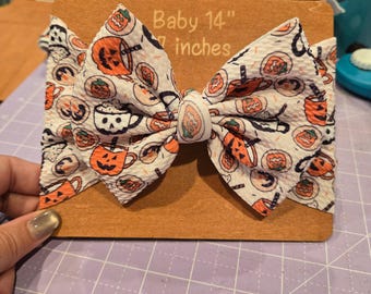 Halloween Coffee Hair Accessories | Pumpkin Scrunchie, Headwrap & Hair Bows | Spooky Coffee Print