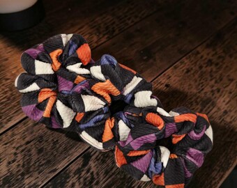 Halloween Checkered Hair Accessories | Scrunchie, Headwrap & Hair Bows | Orange Purple Black
