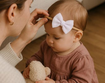 Baby Nylon Headbands with Bows – Soft Stretchy Infant Hair Accessories | Newborn, Baby Girl & Toddler Headbands in Multiple Colors