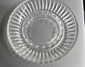 Vintage Ashtray Clear Glass Starburst 6.25" Round