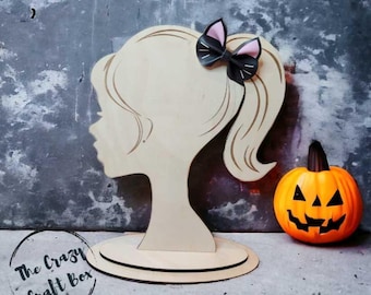 Handmade Faux Leather Halloween Hair Bow, Ghost Black Cat Spooky Clip