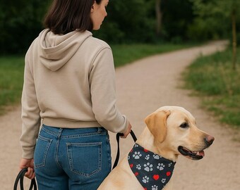 Paw Print Dog Bandana, Over the Collar Pet Scarf