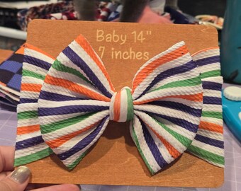 Halloween Stripe Hair Accessories | Scrunchie, Headwrap & Hair Bows | Orange Purple Green