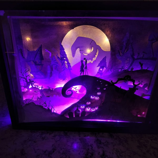 Laser file The NightmareBeforeChristmas Light, Shadow box Laser cut file Halloween Cricut craft | SVG, AI
