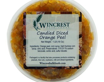 WinCrest Candied Diced Orange Peel Pieces - 1 Lb Tub