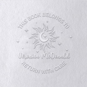 Celestial Design Custom Embossing Stamp Rubber Stamp Library Book Embosser Personalised Ex Libris Stamp Book Embosser Book Lover Gift