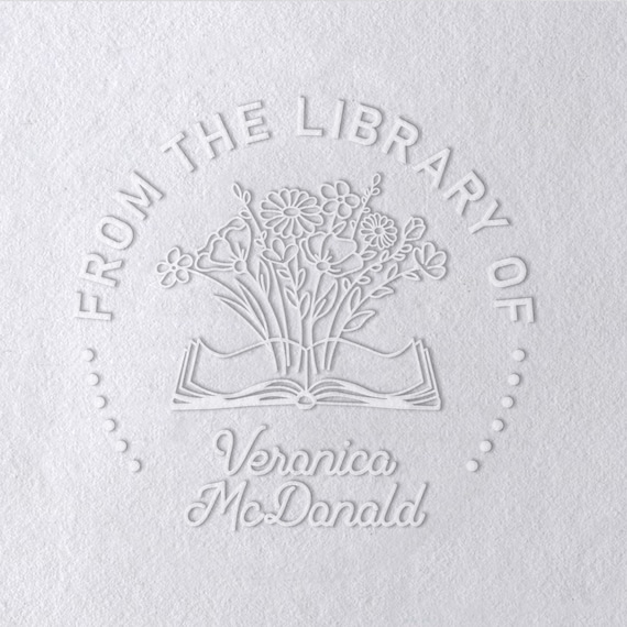Personalized Floral Book Embosser: Custom Library Stamp Popular embosser designs