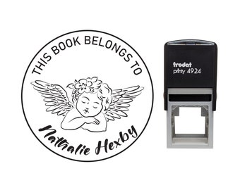 AUSTRALIAN MADE Angels & Cherubs Custom Self Inking Book Stamp Library Book Stamp Personalised Ex Libris Stamp Book Lover Gift