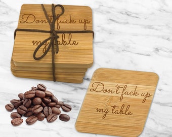 Bamboo Coasters Engraved Wooden Coasters Personalised Couples Anniversary Custom Coaster Personalised coaster House Warming