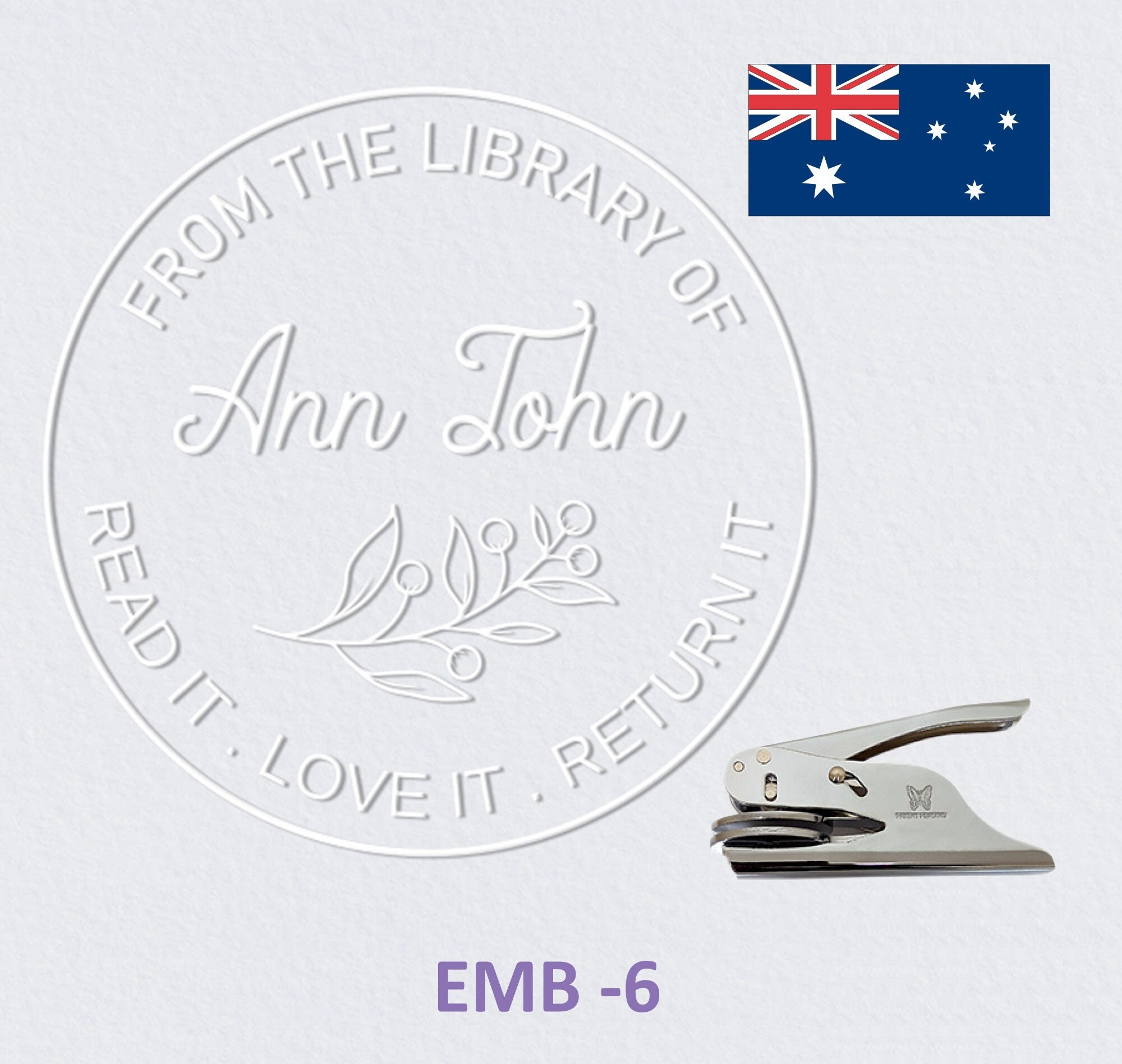 AUSTRALIAN MADE Custom Embossing Stamp Library Book Embosser Etsy