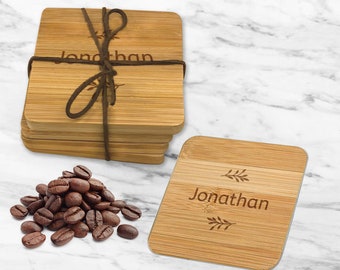 Personalised Coaster Bamboo Coasters Engraved Wooden Coasters Gift Coaster Custom Coaster Wedding Gift Coaster