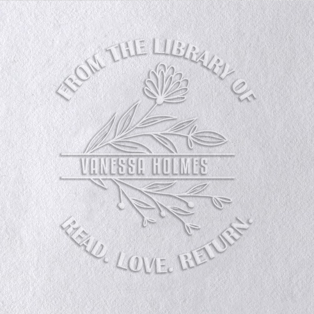 Floral Design Custom Embossing Stamp Library Book Embosser Etsy Australia