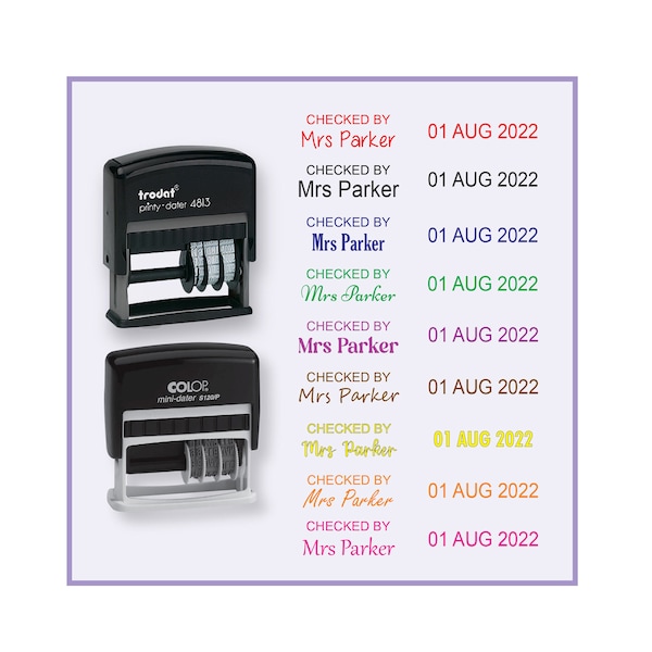 AUSTRALIAN MADE - Custom Teacher Name and Date Stamp, Personalised name and date teacher stamps, Checked by Date Date Stamp Marked by Stamps