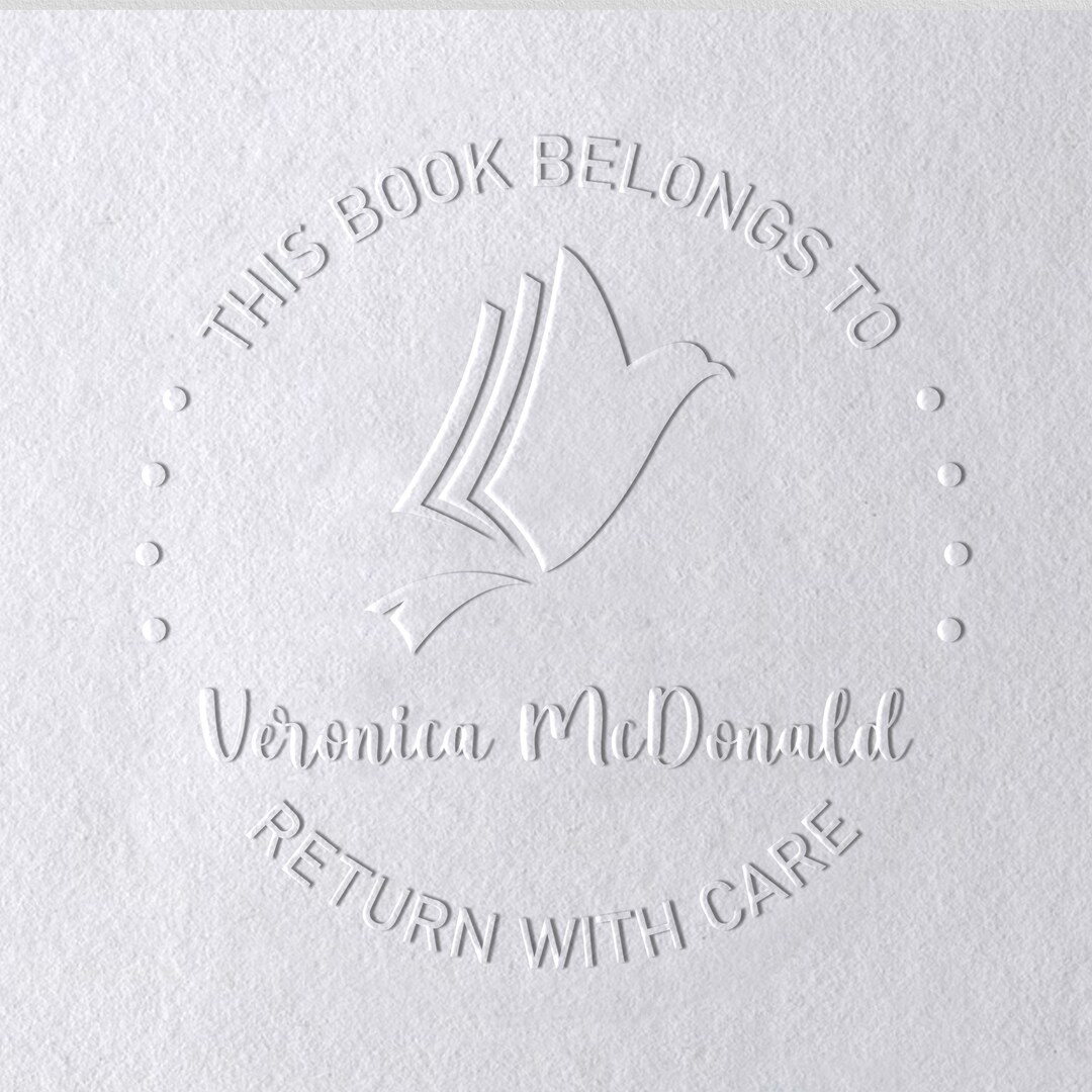 Birds and Books Themed Custom Embossing Stamp Rubber Stamp Library Book ...