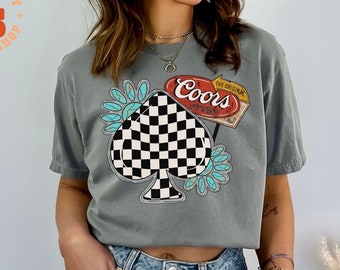 Checkered Spade Vintage Cowboy Comfort Colors Tshirt, Western Graphic Tee
