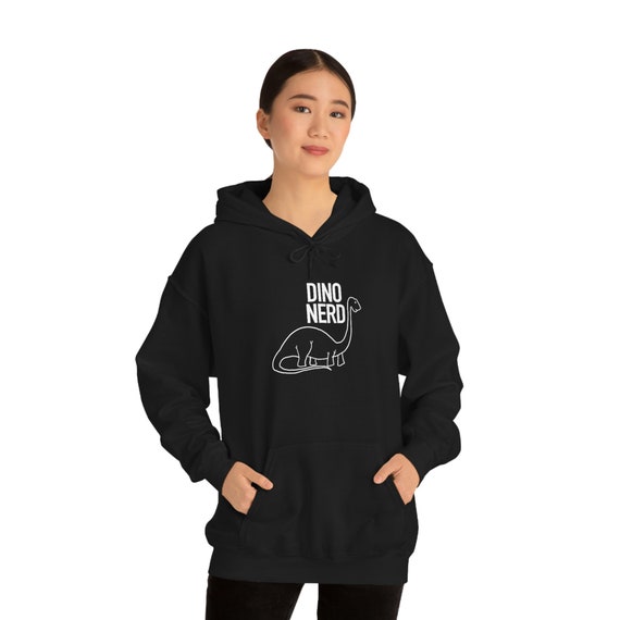 Dino Nerd Hooded Sweatshirt Longneck Dinosaur Sweatshirts Dinosaur  Lover Gift Lady Mens Womens Unisex Graphic Clothing Gift Mom