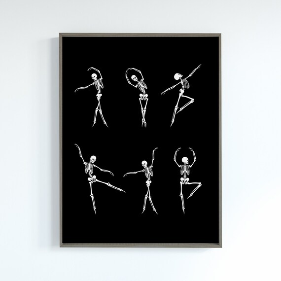 Dancing Skeletons Printable Download Halloween Wall Print - Etsy