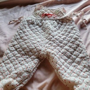 Vintage Kids Red Hearts Footed Overalls