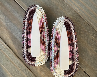 beaded pink & brown beaded earrings