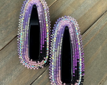 Beaded purple Earrings