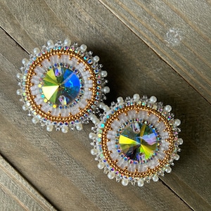 Beaded Gold & clear earrings