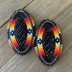 beaded fire color earrings