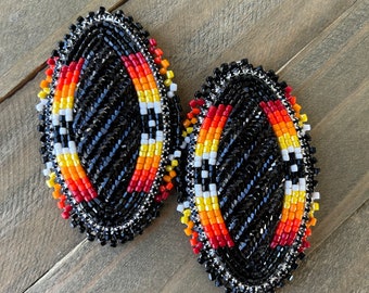 beaded fire color earrings