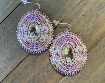 lavender beaded earrings