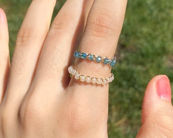 Custom beaded wire ring | 40+ colours! | wire ring, beaded ring, dainty ring, 2mm bead ring, cute rings, customizable ring, jewelry