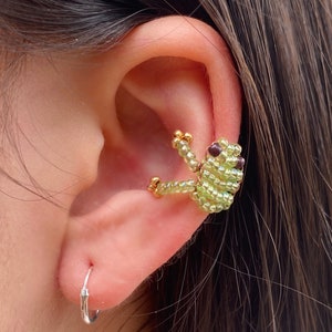 Custom frog ear cuffs | beaded ear cuffs, frog jewelry, unique jewelry, conch ear cuffs, adjustable wire ear cuff, , customizable, cute
