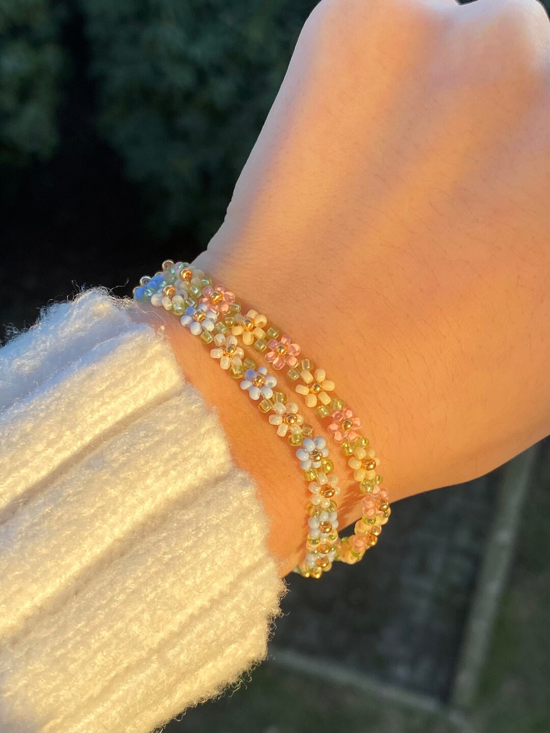 Custom Beaded Flower Bracelet Handmade With Multiple Colours to Choose From Seed Bead Bracelet