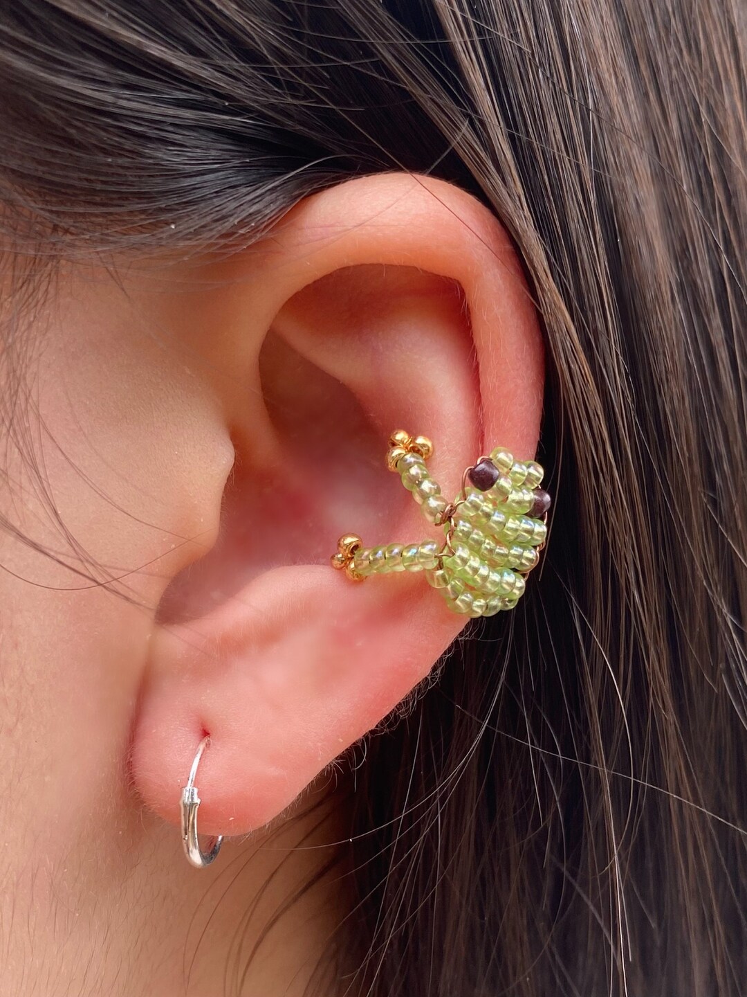 Custom Frog Ear Cuffs Beaded Ear Cuffs, Frog Jewelry, Unique Jewelry