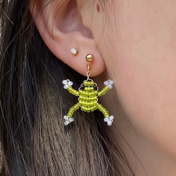 Custom frog earrings | beaded earring , frog jewelry, unique jewelry, customizable, cute