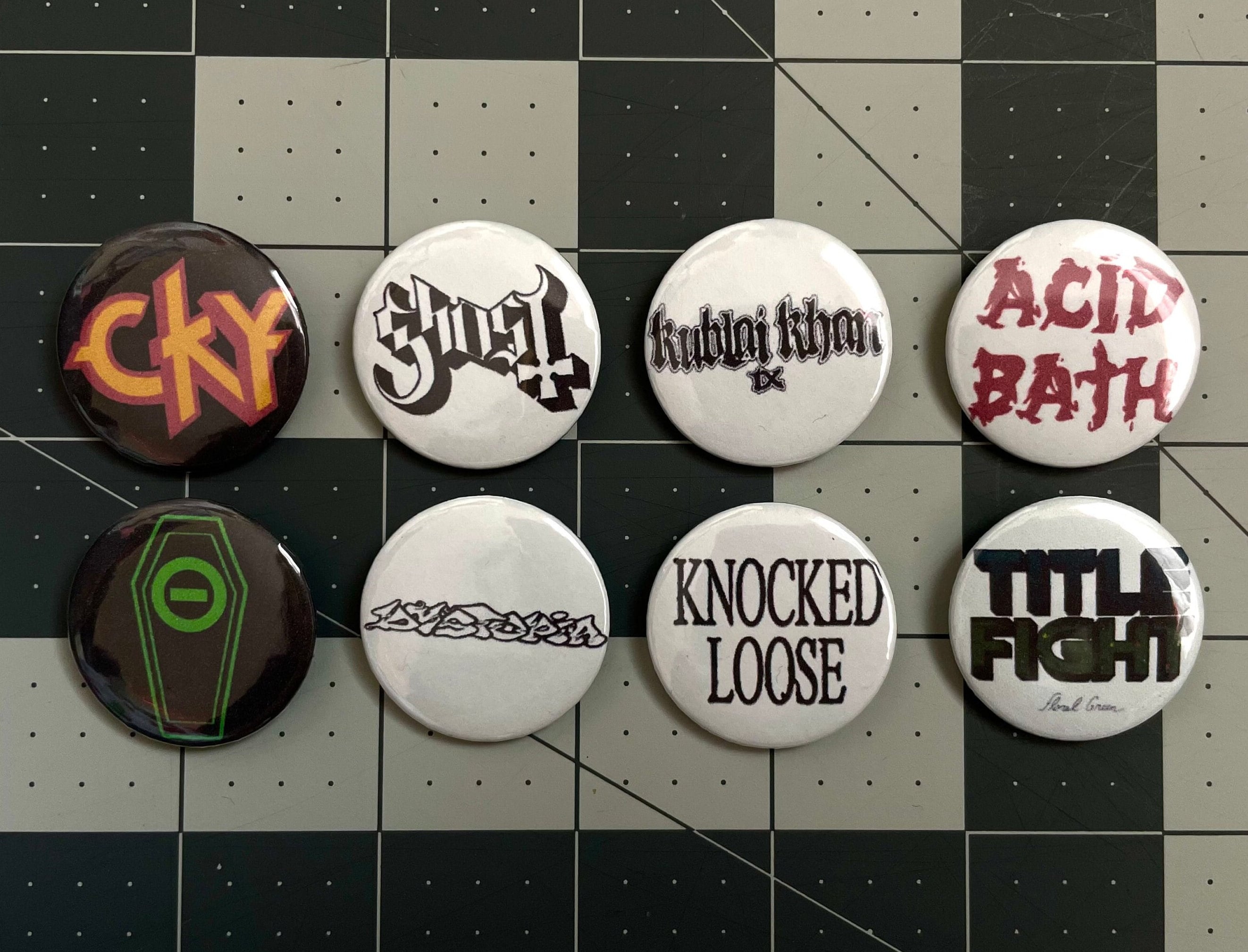 Emo/ Pop Punk Bands 1 1/2 Pinback Buttons custom Made 