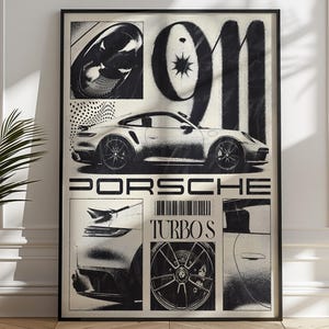 Póster Porsche 911 Turbo S: elegante arte de pared para entusiastas de los automóviles: idea de decoración de habitaciones de niños, impresión digital para decoración del hogar, póster de autos de carrera