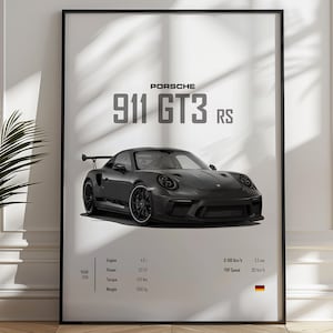 Porsche 911 GT3 RS Poster Wall Art Print, Home Decor Print, Digital Print Art, Car Art Print, Wall Decor, Gift for him, Race Car Poster,