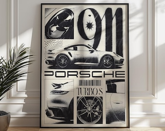 Porsche 911 Turbo S Car Poster – Sleek Automotive Art (Digital Print)