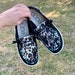 Real Cowhide and Beaded Hey Dudes- Black Cowhide Hey Dudes - Custom Hey Dudes - Beaded Hey Dudes