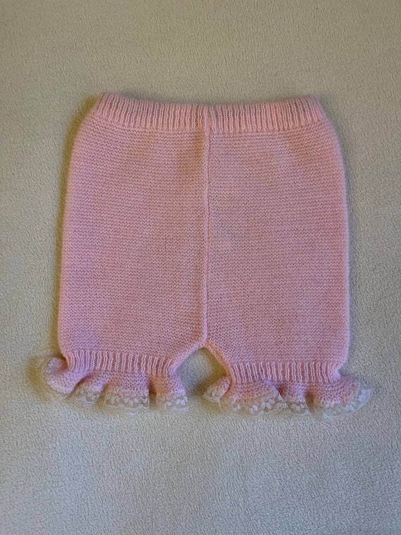 Vintage 80s Pink Knit Bloomers For Baby Girl, 12m - image 2