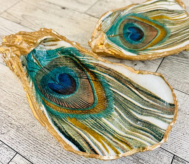 Peacock Inner Shell Peacock Oyster Shell Ring Dish, Hostess Gift, Trinket Dish, Party and ...