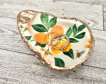 Oyster Shell Ring Dish, Tropical Fruit Trinket Dish, Beachy Favors, Beach Wedding Gift, Hostess Gift