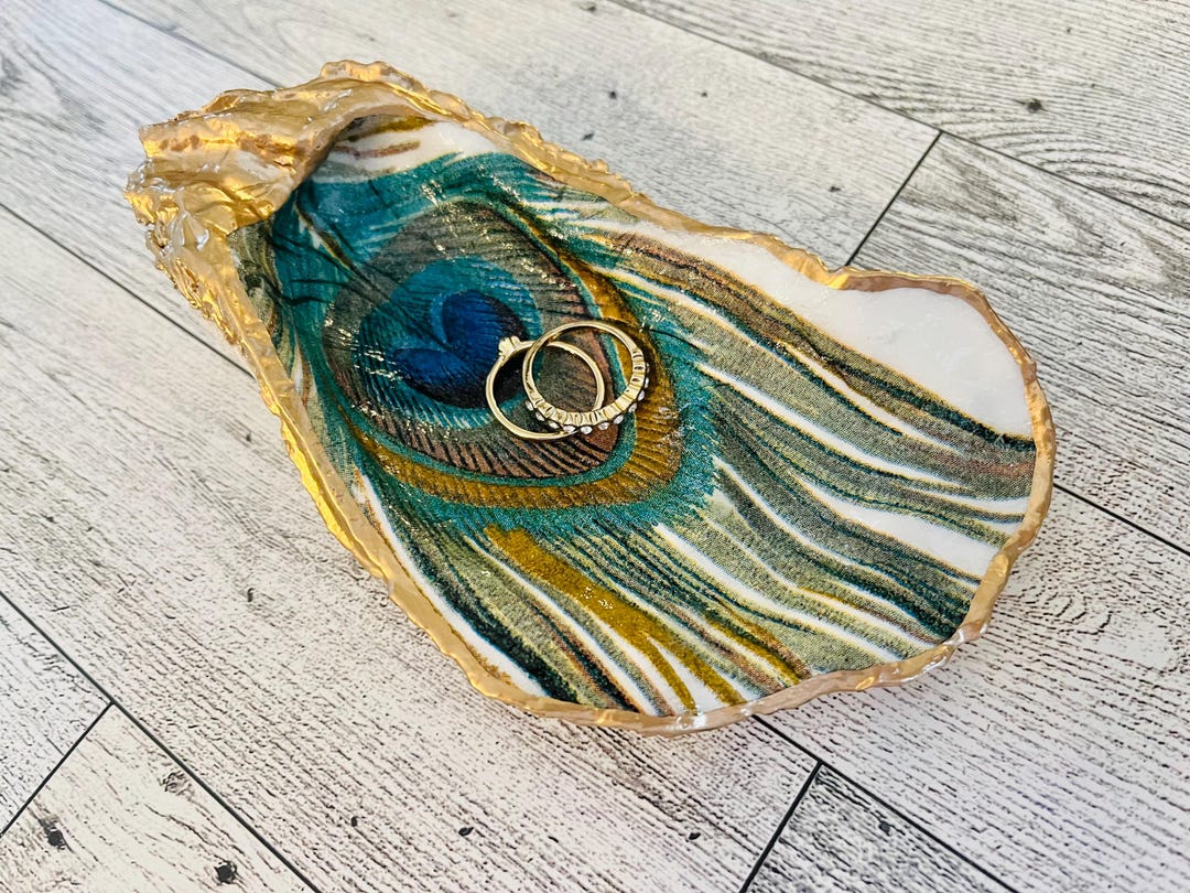 Peacock Inner Shell Peacock Oyster Shell Ring Dish, Hostess Gift, Trinket Dish, Party and ...