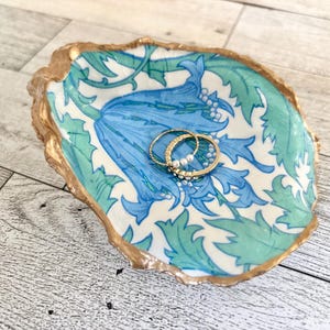 Oyster Shell Ring Dish, Handmade Decoupaged Trinket Dish, Bridal Shower Gift, Beach Themed Wedding, Unique Gift