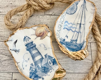 Nautical Oyster Shell Ring Dish, Unique Gifts, Coastal Bachelorette Favors, Beach Engagement Gift, Bridesmaid Gift