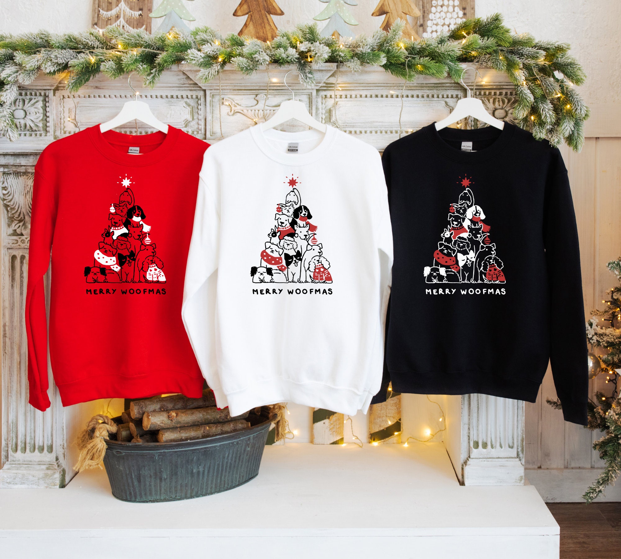 Discover Merry Woofmas Sweatshirt, Christmas Sweatshirt, Christmas Hoodie, Christmas Dog Sweatshirt, Retro Vintage Christmas Hoodie, Merry Christmas